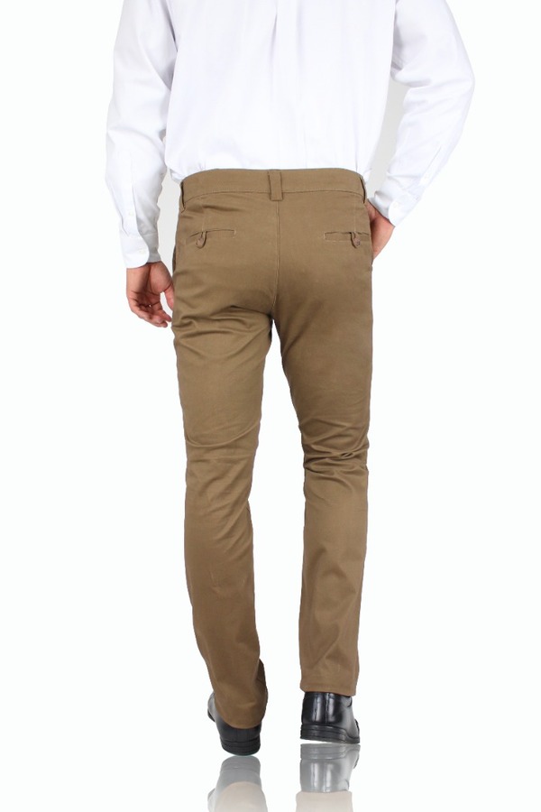 Pantalón Color Camel De Algodón Slim Fit Stretch Para Hombre